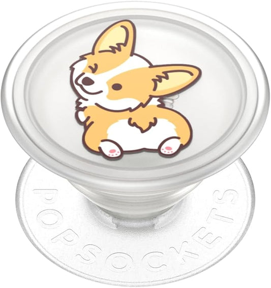 PopSockets Adhesive Phone Grip, Holder, Phone Stand, Plants - Translucent Cheeky Corgi