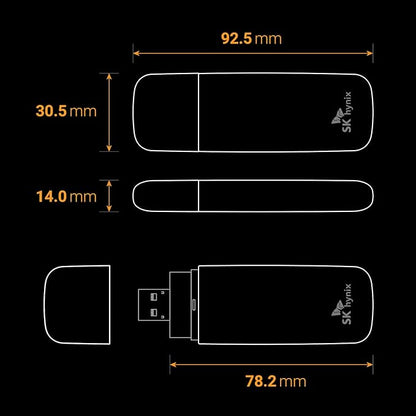 SK hynix Tube T31 2TB Stick Type SSD with DRAM | up to 1000MB/s | 10 Gbps | USB-A 3.2 Gen2 | External Solid State Flash Drive Compatible with Mac, Window PC, Gaming Console