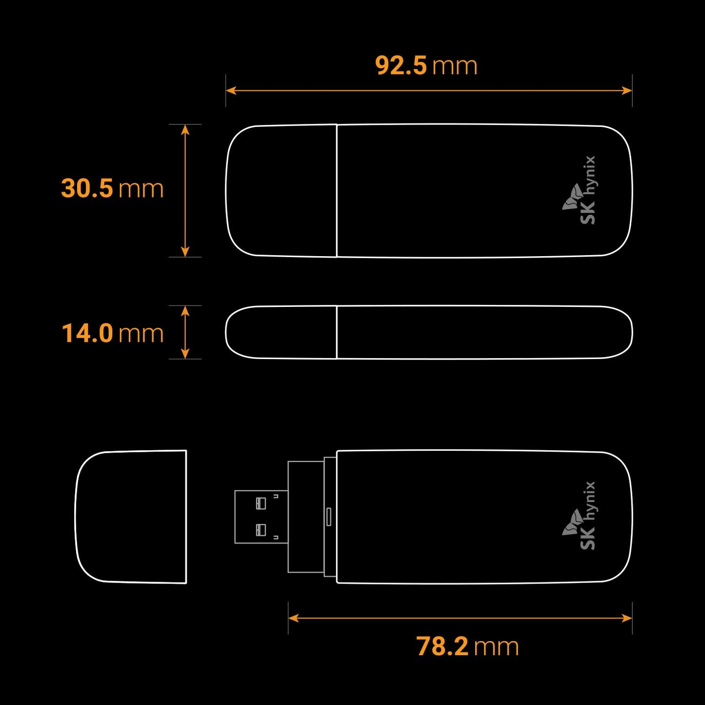 SK hynix Tube T31 512GB Stick Type SSD with DRAM | up to 1000MB/s | 10 Gbps | USB-A 3.2 Gen2 | External Solid State Flash Drive Compatible with Mac, Window PC, PS4, PS5 & Xbox