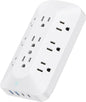 Wall Outlet Extender, 9 Outlet Splitter with 4 USB Ports (2 USB C), Multi Plug Wall Outlet Expander, 3-Sided Wall Charger Power Strip for Home, Office, Dorm, White