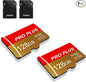 2 Pack TF Card 128GB with Adapter, High Speed Memory Card, UHS-I C10 A1 Memory TF Card for Tablet/Mobile Phone/Camera/Car Audio/Game Console (TF162 Red Gold 128GB)