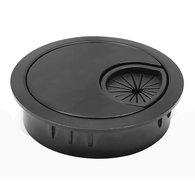 1 Pcs Desk Grommet 2" / 50 mm, Desk Cord Hole Cover, Cable Grommet Metal Zinc Alloy Materilal, Desk Hole Grommet for Home & Office Pc, Detachable Cable Cord Organizer-Flat Black