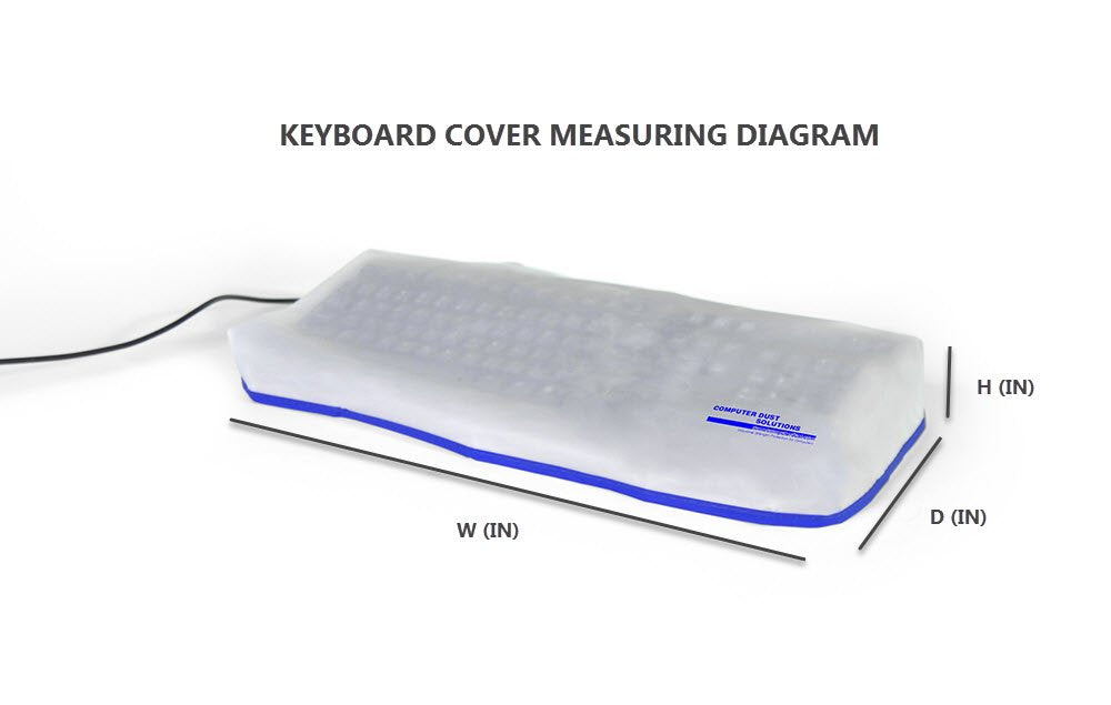 COMPUTER DUST SOLUTIONS Keyboard Dust Cover, Covers Standard Size PC Keyboards, Silky Smooth Antistatic Vinyl, Translucent Coconut Cream Color with Blue Trim, Larger, (18W x2H x7D)