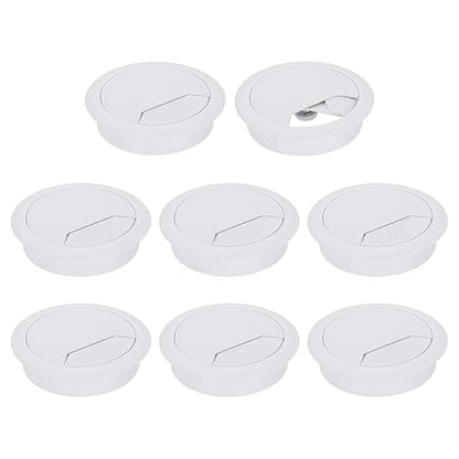uxcell 8 Pcs 60mm (2.36 Inch) Desk Grommet, Plastic Cable Hole Cover, Wire Cord Cable Organizer for Home Office Computer Desk Cabinet, White