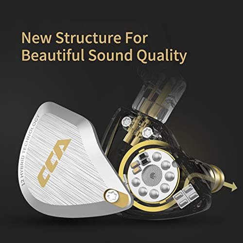 CCA C12 in Ear Monitor Headphones 5BA 1DD Hybrid HiFi Gaming IEM Earphones Noise Isolating Stereo Wired Earbuds for Musicians Audiophile Singers DJ