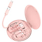 Yesimla Multi USB C Adapter Kit, Charging Cable Case USB C to Type C/Micro/USB A Converter Contains Card Storage,Phone Holder, Tray Eject Pin for Traveling(Pink)