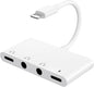 4 in 1 Headphone Splitter, iPhone Headphone Adapter + Dual 3.5mm Headphone Jack Adapter + Charging Port for iPhone 14 13 12 11 X 8 7