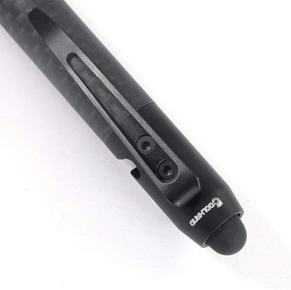 Cool Hand 4.9'' Carbon Fiber Bolt Action Pen Stylus for Touch Screen, Ballpoint Ink Refillable, Compact Size, Skelton Out Deep Pocket Clip for Easy Carring