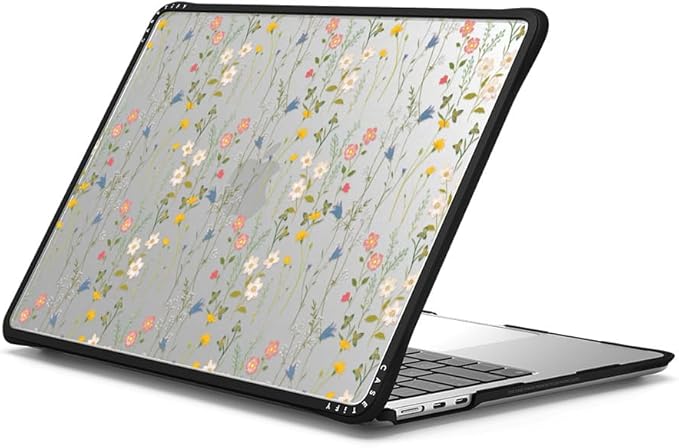 CASETiFY Impact MacBook Air 13.6" (M2-M4) Case [Cushioned Impact Corners/Scratch-Resistant/Anti-Slip Grip] - Dreamy Floral Pattern - Clear Black