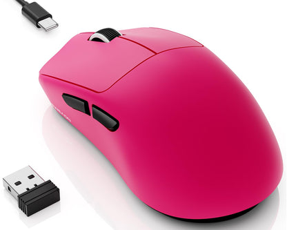 SEUNKWANG EWEAND X23 Pro Gaming Mouse, Tri-Mode 2.4G/USB-C/Bluetooth Wireless Mouse, PAW3311 Sensor, 12,000 DPI, 59g Lightweight, 1ms Ultra-Low Delay, Gaming & Computer Mouse for Laptop/PC/Mac-Pink