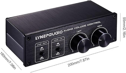 Volume Controller, Audio Volume Control Box, Passive Audio Volume Controller with Fully-Balanced & Single-Ended Mode XLR & RCA Interface for Home Stereo System Pre-Amplifier Speaker