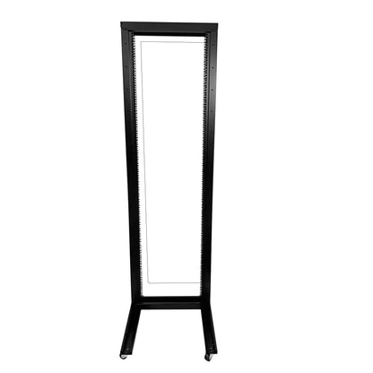 GlobalRack 2-Post 42U Open Rack on Casters, w/2x 2U Center Mount Shelves