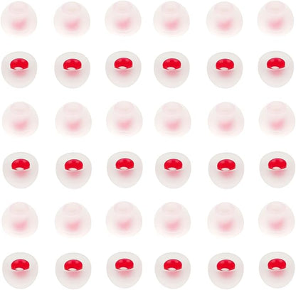 36 Pieces Medium Earbud Tips Soft and Comfortable Ear Bud Replacement Pieces Silicone Fit Most in-Ear Headphones，Inner Hole 3.8mm -5.5mm，Medium White and Red Replacement Eartips