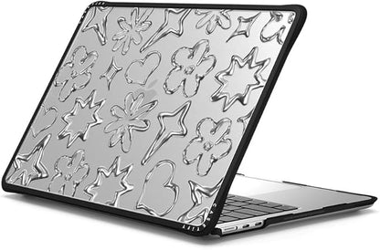 CASETiFY Impact MacBook Air 13.6" (M2-M4) Case [Cushioned Impact Corners/Scratch-Resistant/Anti-Slip Grip] - Chrome Doodles - Clear Black