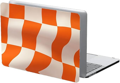 Compatible with MacBook Air 13.3 13.6 Inch Case 2022 2021 2020 2019 Plastic Hard Shell Case Cover,13.3 Pro(A1706/A1708/A1989/A2159/A2289/A2338), Orange and White Checkered Flag