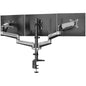 HUANUO Triple Monitor Stand - Full Motion Articulating Monitor Mount Fit Three 17 to 32 inch LCD Computer Screens with Clamp, Grommet Kit