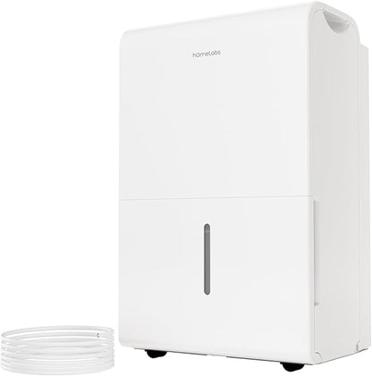 hOmeLabs 50 Pint Wi-Fi Dehumidifier with Pump for up to 7,000 Sq Ft (MAX 120 Pint at 95°F, 90% RH) – High Capacity Moisture Removal for Large Rooms, Offices, and Basements