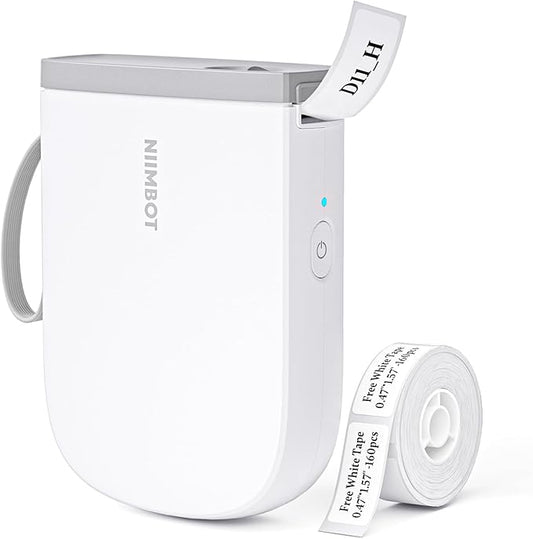 NIIMBOT D11 Upgraded Version 300 DPI Label Maker with Tape, White