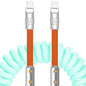 chubbycable Colorblock Chubby - Spring Braided Silicone Charge Cable Coiled USB C Cable Fast Charging Type C Charger Cord for Car, Light Blue+Orange, Type-C to Type-C, 2.29FT-3.6FT
