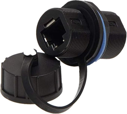 Panel Mounting Shielded RJ45 Waterproof Cat5/5e/6 8P8C Connector Ethernet LAN Cable Connector Double Head Coupler Adapter Female to Female with Waterproof/Dust Cap