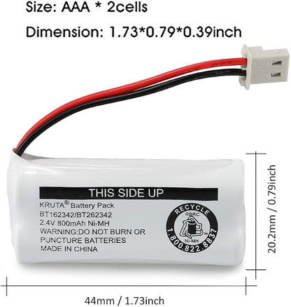 Kruta BT162342 BT262342 Cordless Phone Batteries Compatible with BT183342 BT283342 BT166342 BT266342 VTech CS6114 CS6419 CS6719 at&T EL52300 CL80111 Handset Telephone (Pack 8)