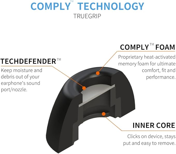 Comply Memory Foam Replacement Earbud Tips for Samsung Galaxy Buds Pro | Ultimate Comfort, Secure Fit, Superior Noise Isolation | Black, Medium (3 Pairs)
