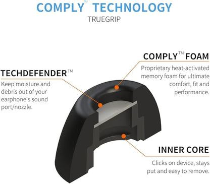 Comply Memory Foam Replacement Earbud Tips for Samsung Galaxy Buds Pro | Ultimate Comfort, Secure Fit, Superior Noise Isolation | Black, Medium (3 Pairs)