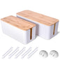 Naeety 2Pack Cable Management Box,Wooden Style Cord Organizer Cord Hide Box