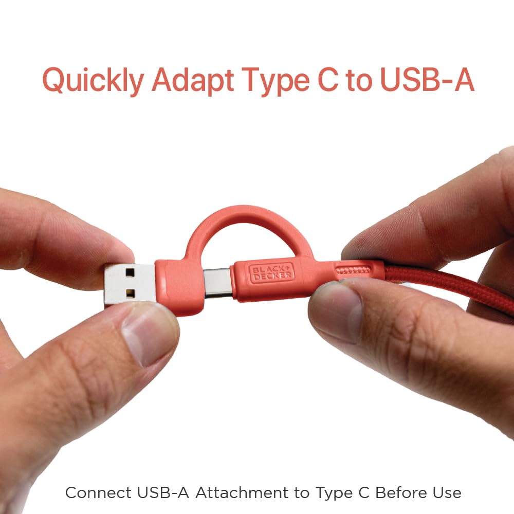 BLACK+DECKER USB C Multi Charging Cable, Fast Multi Charger Cable w/Adapter Braided 2in1 Multiple USB Cable, Universal Charging Cord w/Type C/USB Adapter for iPhone 17 16 15/Samsung/LG/Tablets/More