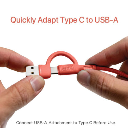 BLACK+DECKER USB C Multi Charging Cable, Fast Multi Charger Cable w/Adapter Braided 2in1 Multiple USB Cable, Universal Charging Cord w/Type C/USB Adapter for iPhone 17 16 15/Samsung/LG/Tablets/More