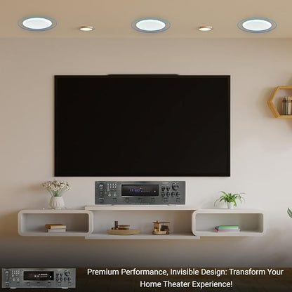 Home Theater System Kit - 6 Channel 6000 Watts Bluetooth Amplifier, 8 Qty of 8” Framed Ceiling Speakers 300 W Each, 16 AWG 500 ft Speaker Wire & Remote Ideal for Home, Office by Technical Pro