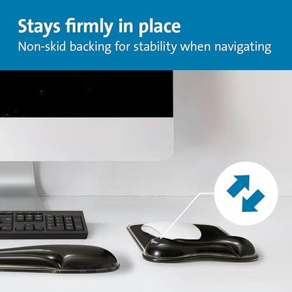 Kensington Duo Gel Wave Mouse Pad & Wrist Rest - Black,Medium (K62413WW)