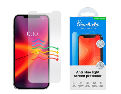 Ocushield Anti Blue Light Tempered Glass Screen Protector of iPhone 12 Pro Max (6.7") – Blocks Blue Light, Prevents Eye Strain & Helps You Sleep Better, 9H Hardness & Case Friendly