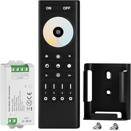 BTF-LIGHTING RF 2.4GHz Wireless Remote RC02RFB & C02RF Tuya Controller Kit 4 Zones Group Control 5050SMD FCOB COB SMD PWM CCT(+ CW WW) 3pin Dual White LED Strip DC5V DC12V DC24V