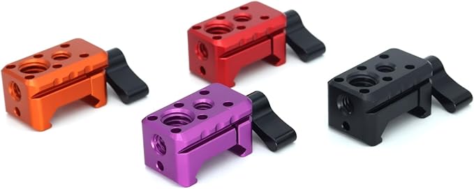 SZJELEN NATO Clamp Adapter with Cold Shoe,NATO Rail Lock Clamp Mount with 1/4" 3/8" ARRI Thread for Camera Cage Handle Monitor LED Light Microphone Magic Arm (Red)
