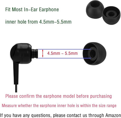 Silicone Medium Replacement Ear Tips - Eartips for In-Ear Headphones - Rubber Tips Earbud Covers - 10 Pairs (Black)