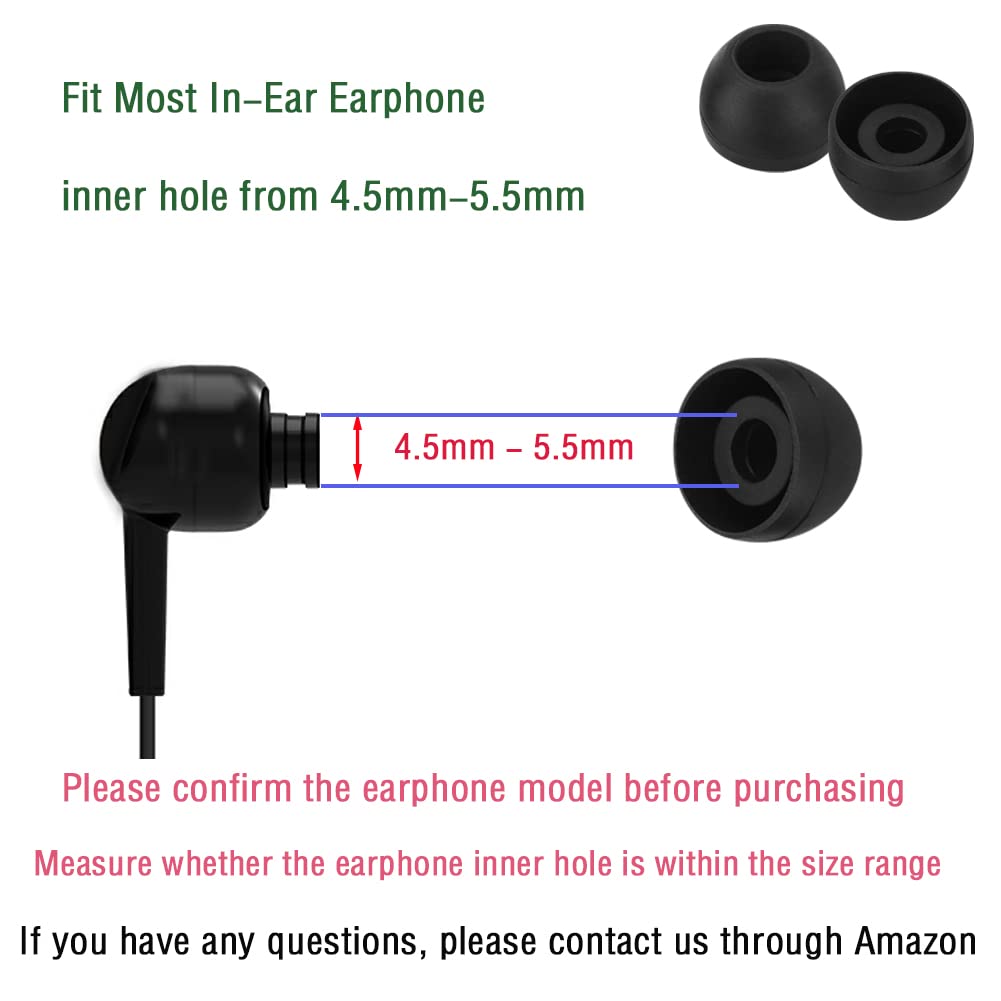 WKYMY Silicone Medium Replacement Ear Tips - Eartips for In-Ear Headphones - Rubber Tips Earbud Covers - 10 Pairs (Black)