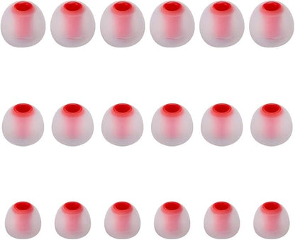 Earbud Tips Soft Silicone Earbuds Replacement Tips Fit for in-Ear Headphones(Inner Hole from 3.8mm - 4.2mm Earphones) 9 Pairs S/M/L,Transparent Red