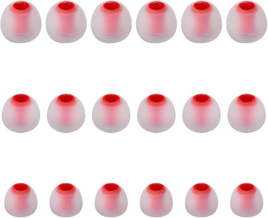 Earbud Tips Soft Silicone Earbuds Replacement Tips Fit for in-Ear Headphones(Inner Hole from 3.8mm - 4.2mm Earphones) 9 Pairs S/M/L,Transparent Red