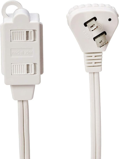 Amazon Basics 6 foot 2-Prong Indoor Rectangle Extension Cord Power Strip - Flat Plug - 13 Amps, 1625 Watts, 125 VAC - 2-Pack, White