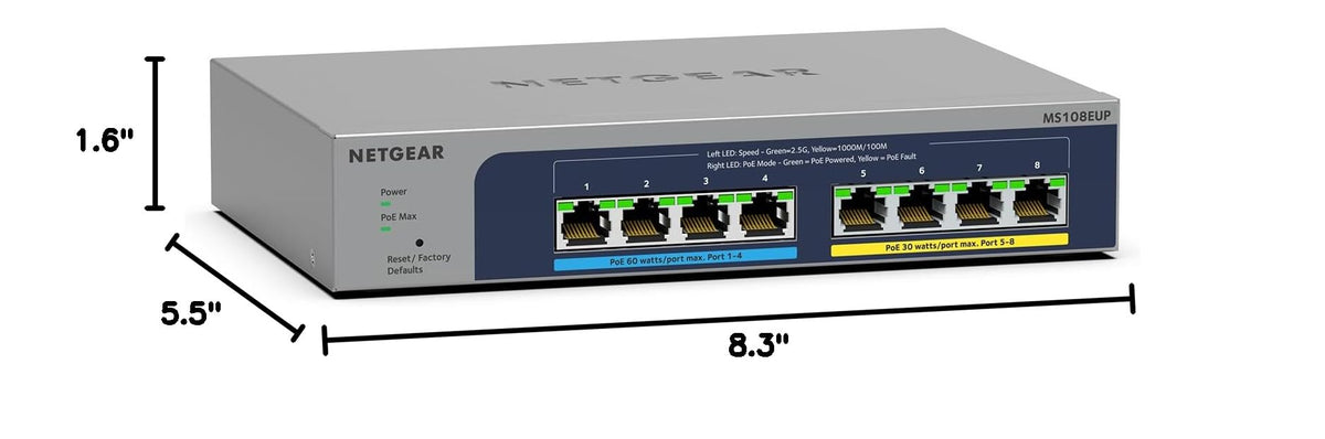 NETGEAR 8-Port PoE 2.5G Ethernet Easy Smart Managed Switch (MS108EUP)