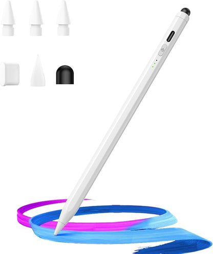Dual Tip Stylus Pen for iPad 2025-2018,13 Mins Fast Charge with Tilt Sensitivity and Palm Rejection for iPad 11/10/9/8/7/6th Gen,Air 7/6/5/4/3/M3/M2, Pro 13"/12.9"/11"/M4, Mini 7/6/5th,White
