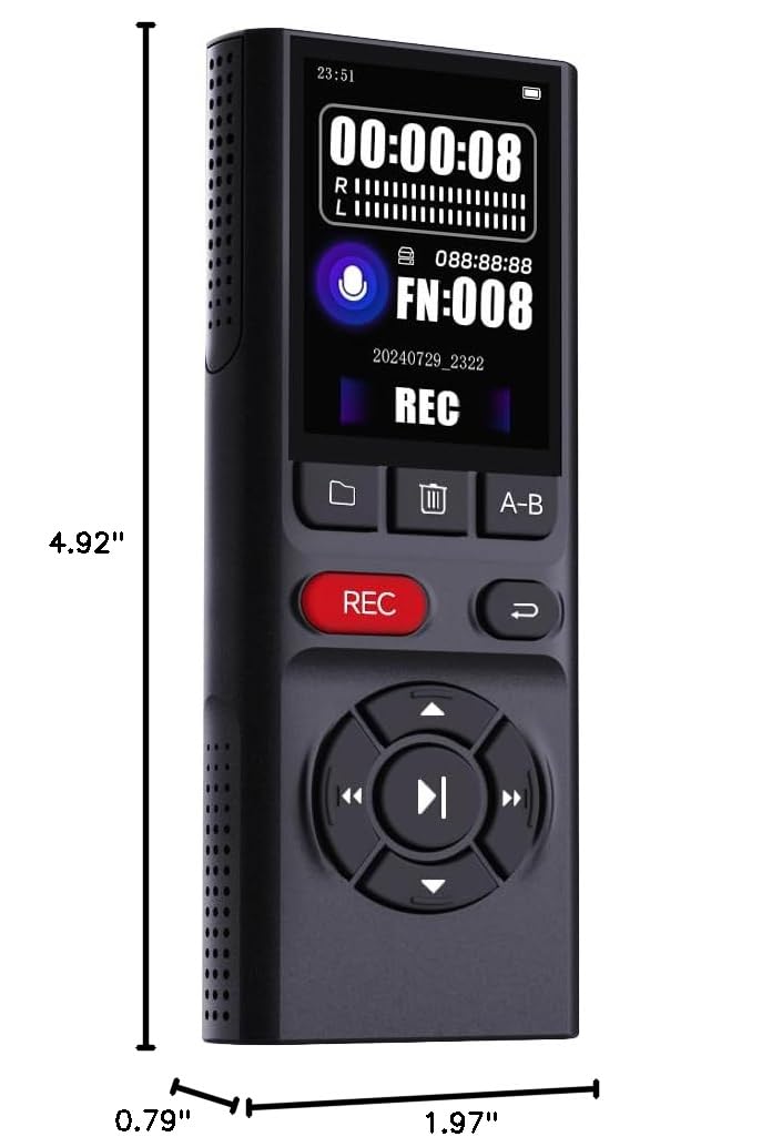 64GB Jaswill Digital Voice Recorder with Playback Long Battery 2-inch Screen MP3 Audio Recording for Meetings Lectures and Interviews Portable USB Recording Device with Voice Activation
