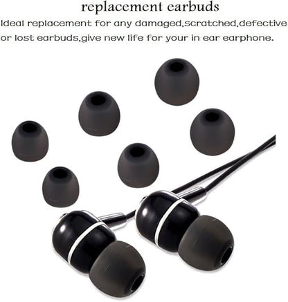 Earbud Tips Replacement Earbud Tips Ear Bud Replacement Pieces Silicone Soft and Comfortable Fit for Inner Hole from 3.8mm - 5.1mm Earphones 9 Pairs S/M/L Gray-Black