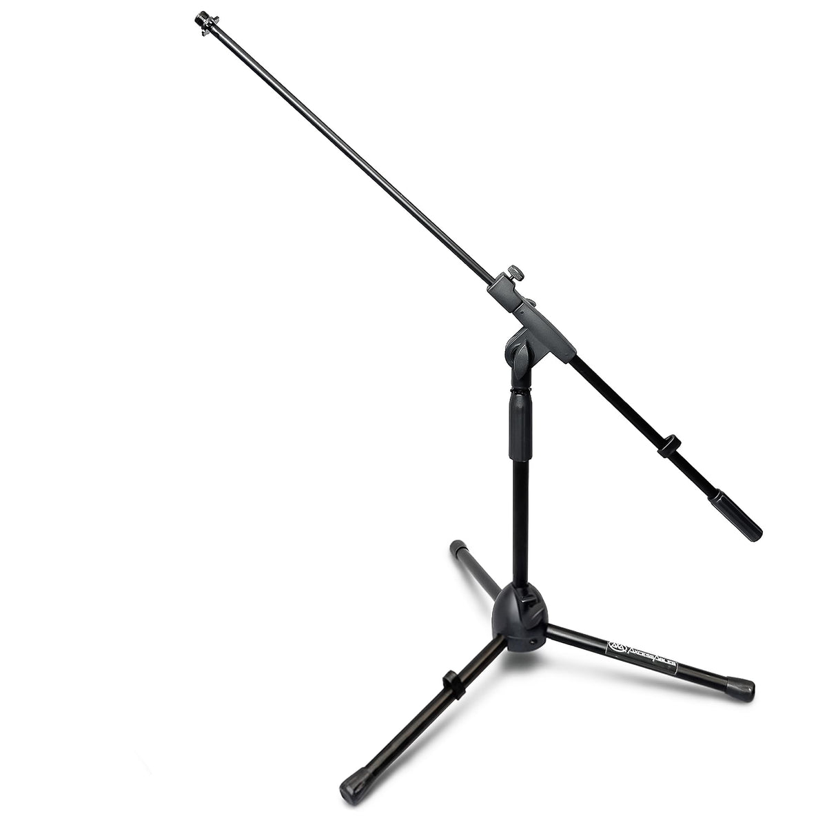 AxcessAbles Short Microphone Stand with 34" Telescoping Boom Arm | Low Profile Mic Tripod for Drums and Guitar Amps