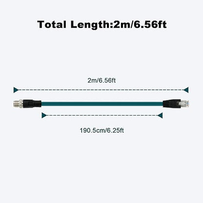 Alvin's Cables M12 X Code 8 Position to RJ45 Ethernet Cable for Cognex in Sight 8200 8400 Series Industrial Camera Shielded Cord IP67 Waterproof 6.5ft/2M