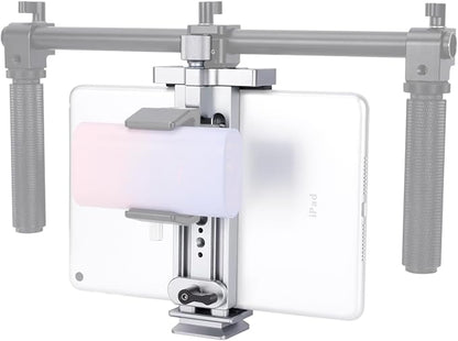 NICEYRIG Tablet Tripod Mount Aluminum Holder for iPad mini 8.3'' 7.9'', iPad Air, iPad Pro, 130mm - 223mm Adjustable Mounting Clamp with Double Locking Points, Quick Release Plate for Arca-style - 616