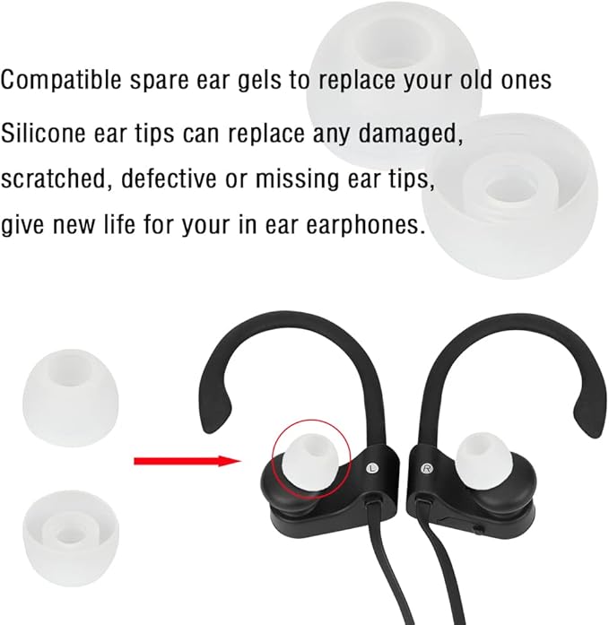 Replacement Earbud Tips - Silicone Ear Covers for In-Ear Headphones - 9 Pairs (S, M, L)