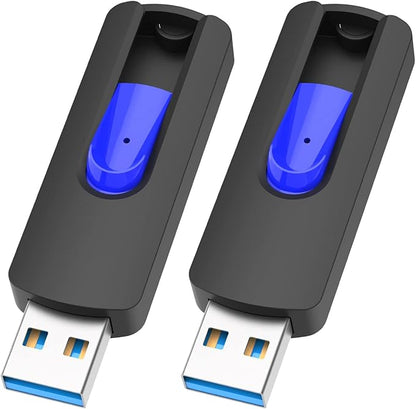 JUANWE 128GB 2 Pack USB Flash Drives, Thumb Drive Retractable Slide USB 3.0 Flash Drive, Memory Sticks USB Drive Portable with Lanyard Hole, Jump Drive for Srotage & Backup (128 GB 2 Pack)