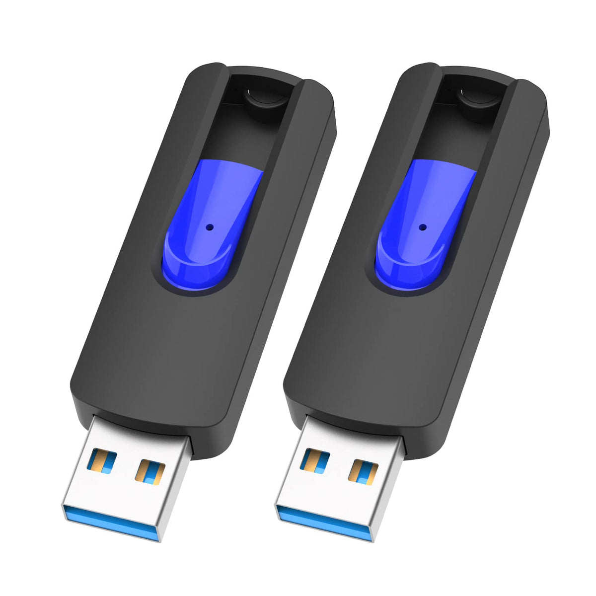 JUANWE 64GB Flash Drives 5 Pack, USB 3.0 Flash Drive Retractable Slide Thumb Drive, Thumb Drives 5 Pack Jump Drives Multipack Bulk USB Drive Data Storage for Computers, Blue
